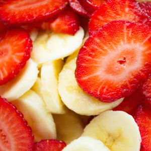 photo fraise et banane, fruits utilisés dans animation vélo à smoothies en entreprise