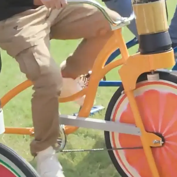 Photo of a corporate smoothie bike event