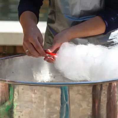 Photo of a cotton candy stand in Lille during a corporate event