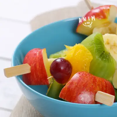 Fruit skewers during a corporate chocolate fountain event
