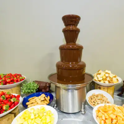 Photo of a corporate chocolate fountain event