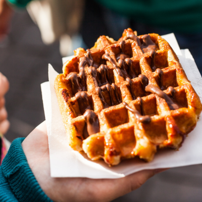 gaufre préparée durant une animation gaufres en entreprise