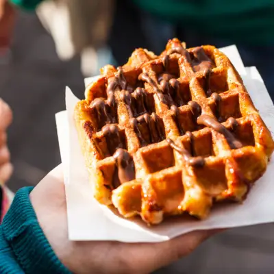 A waffle made during a corporate waffle-making event