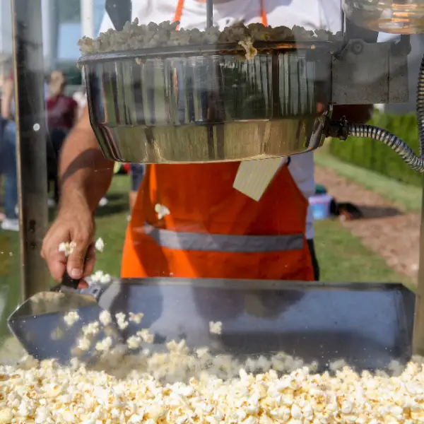 Popcorn machine used during a corporate popcorn event and at a corporate fair booth