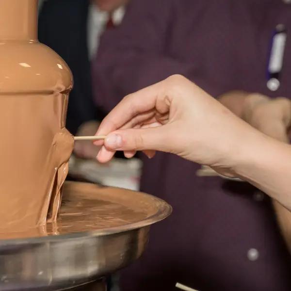 Fruit dipped during a corporate chocolate fountain event