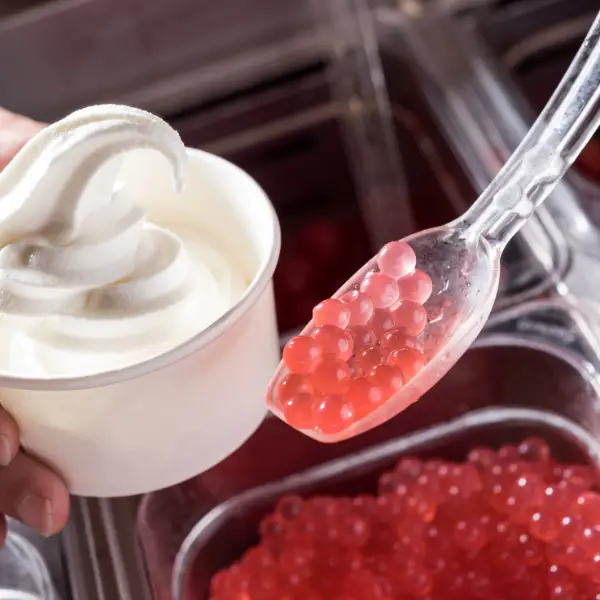 A serving of frozen yogurt served during a frozen yogurt event at a company