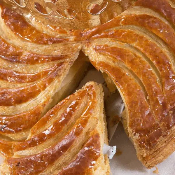 Frangipane cake served during a company "Galette des Rois" celebration
