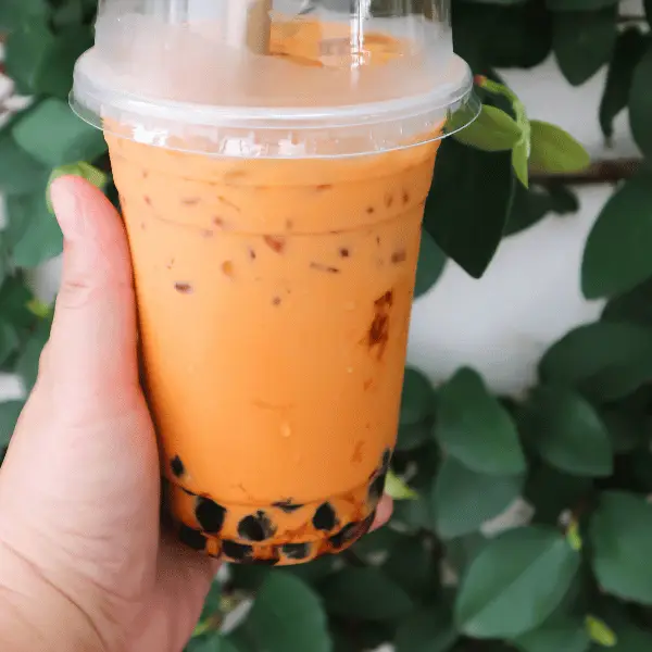 Orange bubble tea during a corporate bubble tea bar event